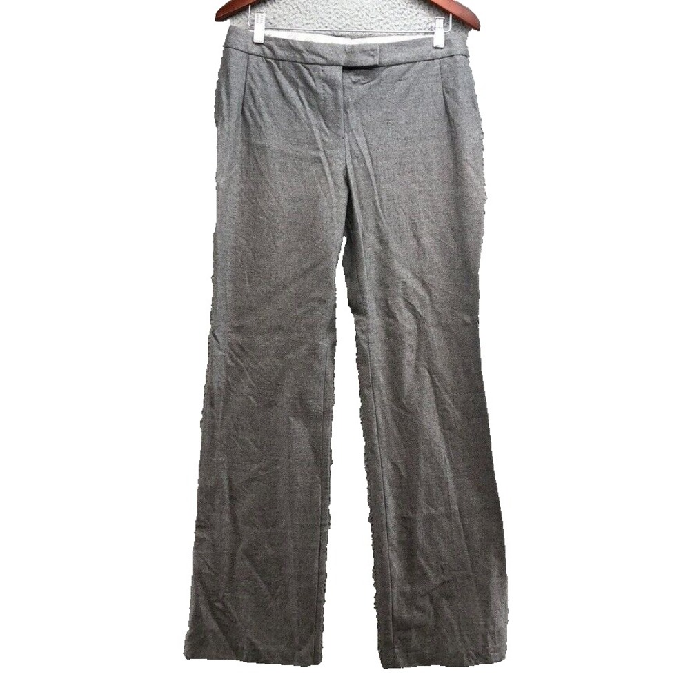 Alexander McQueen Wool Dress Pants Womens 46 10 Gray Straight Leg Mid Rise